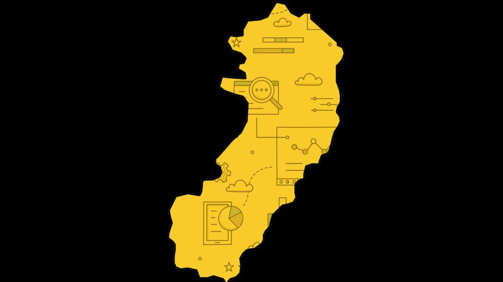 mapa do espírito santo com ícones que remetem a marketing digital